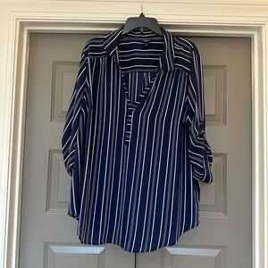 Torrid Navy and White Striped Blouse